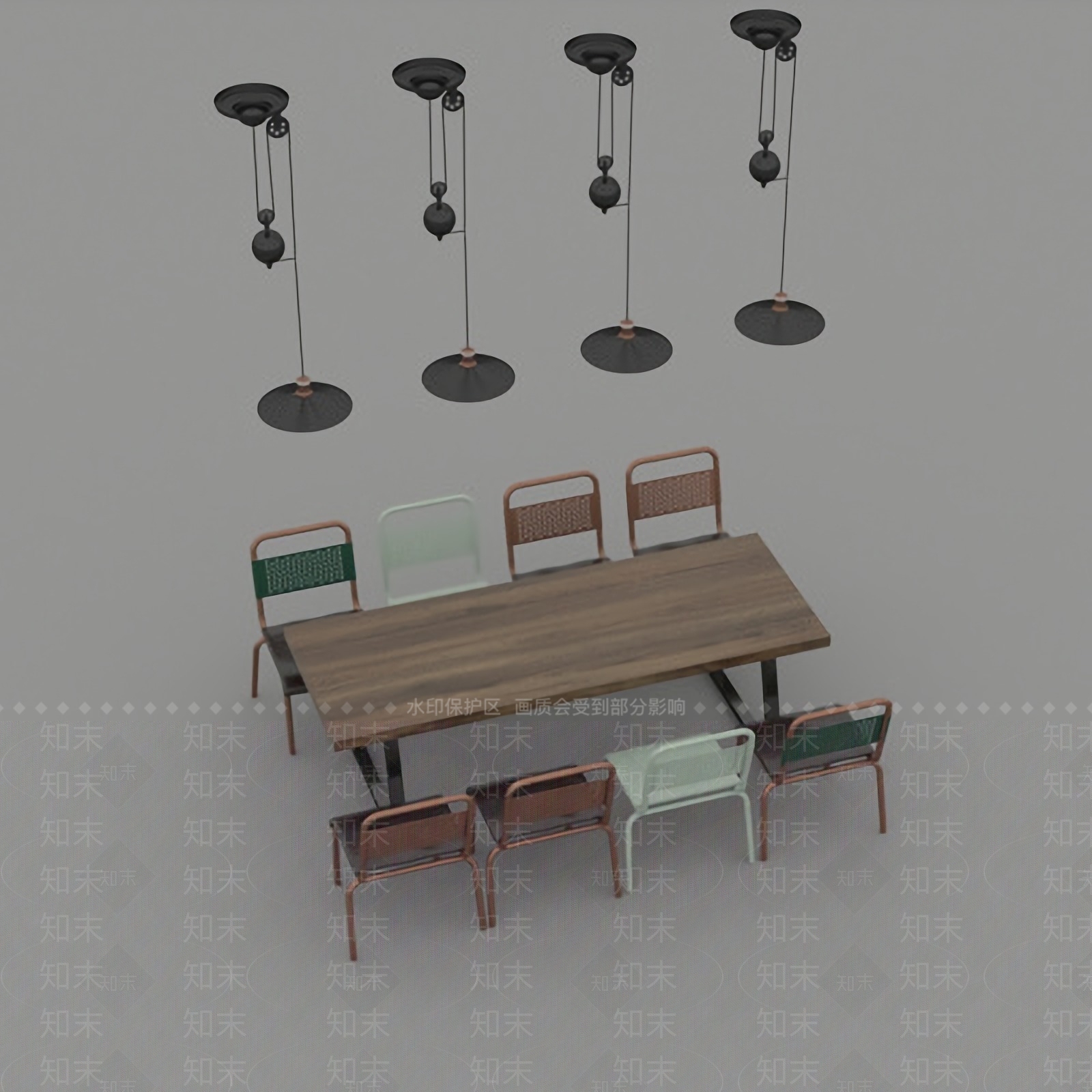 现代餐桌椅组合免费3D模型下载【ID:1123748076】