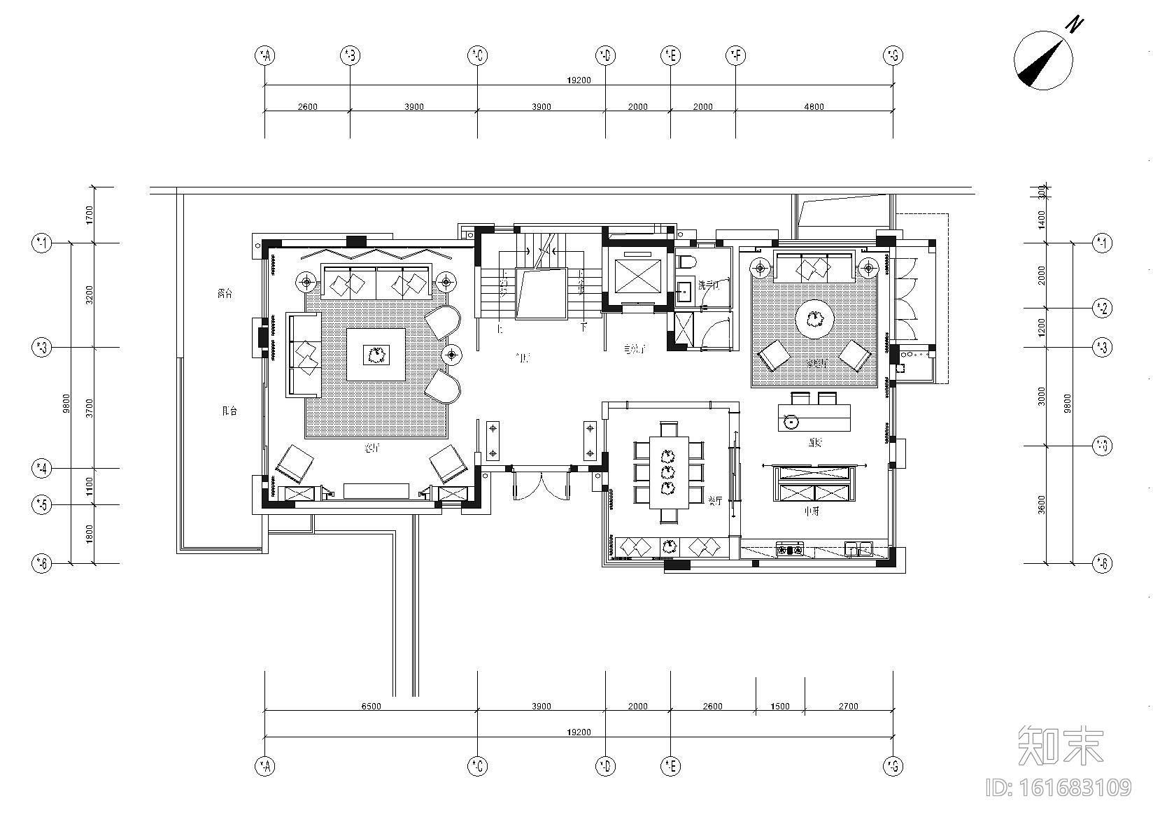 [​广州]600㎡三层现代别墅样板房施工图cad施工图下载【ID:161683109】