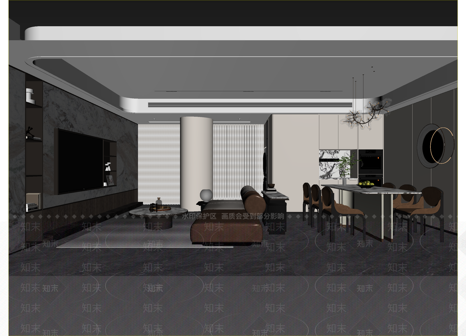 现代客餐厅3D模型下载【ID:1214702729】