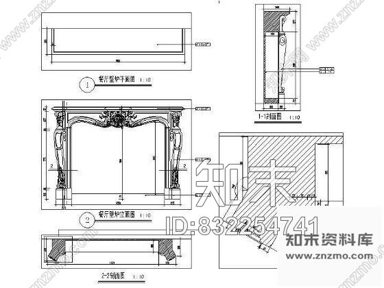 欧式餐厅壁炉大样cad施工图下载【ID:832254741】