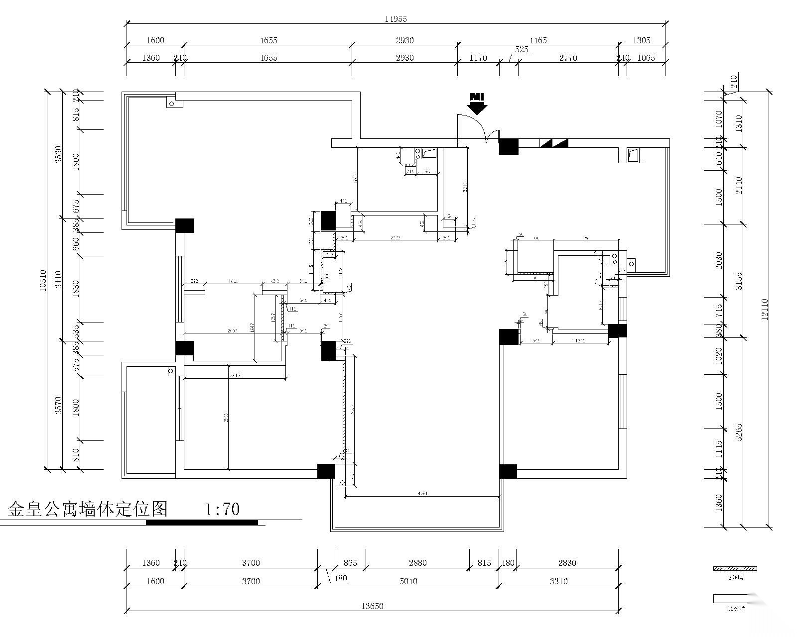 [福州]金皇公寓高逼格现代风施工图设计cad施工图下载【ID:160476129】