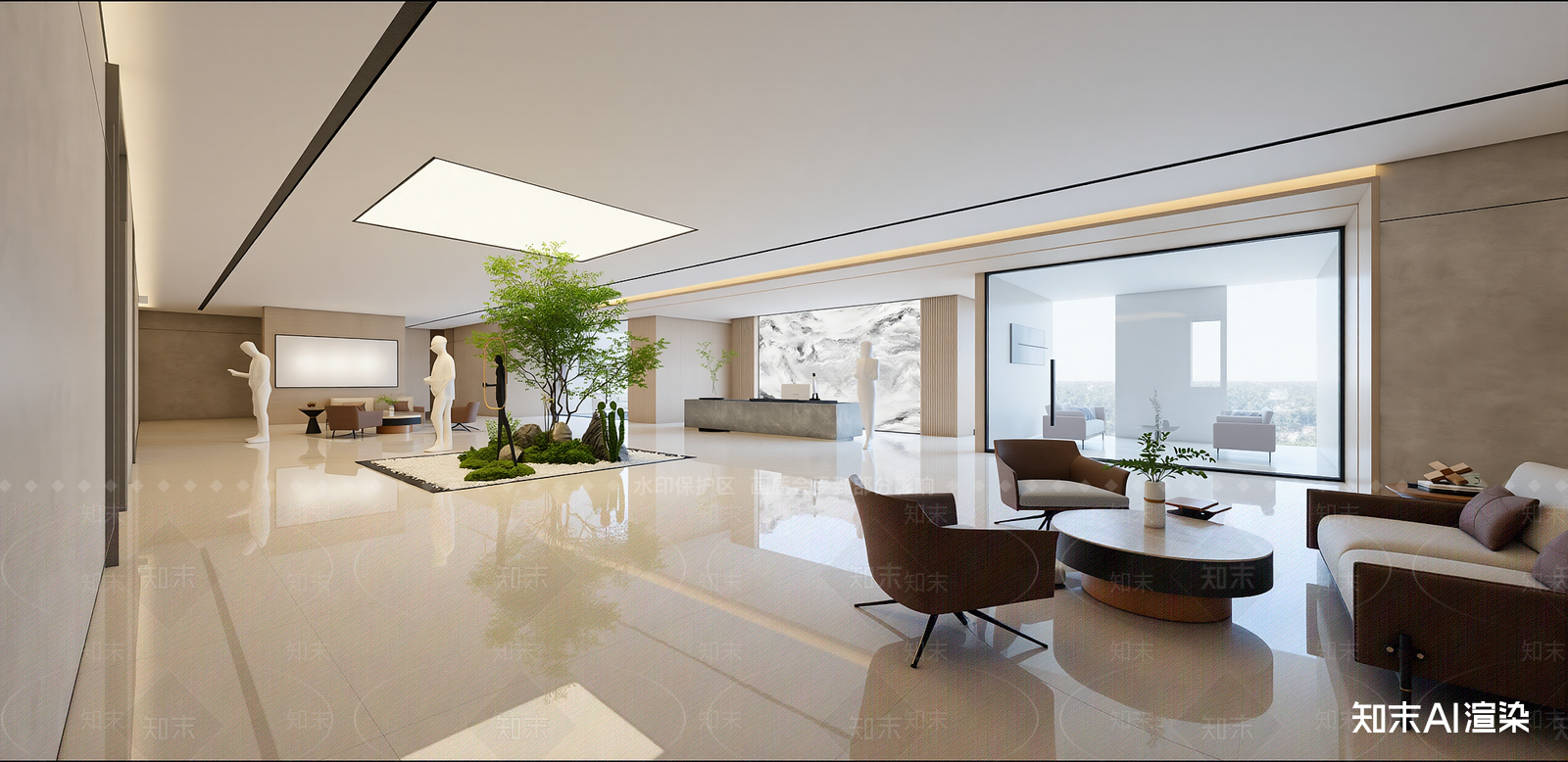 现代办公大堂SU模型下载【ID:1215999919】