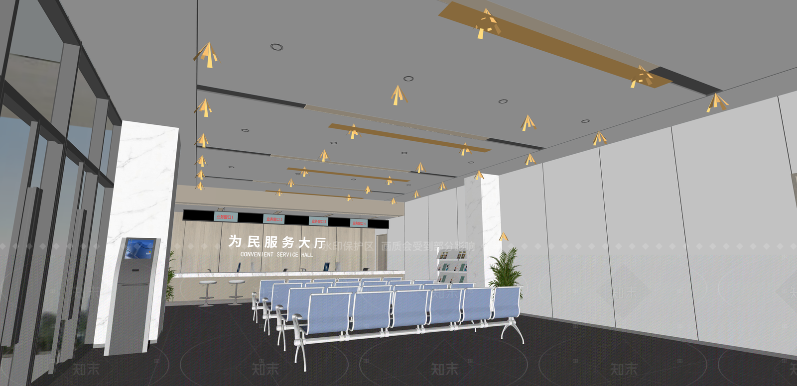 现代办公大堂SU模型下载【ID:1215971352】