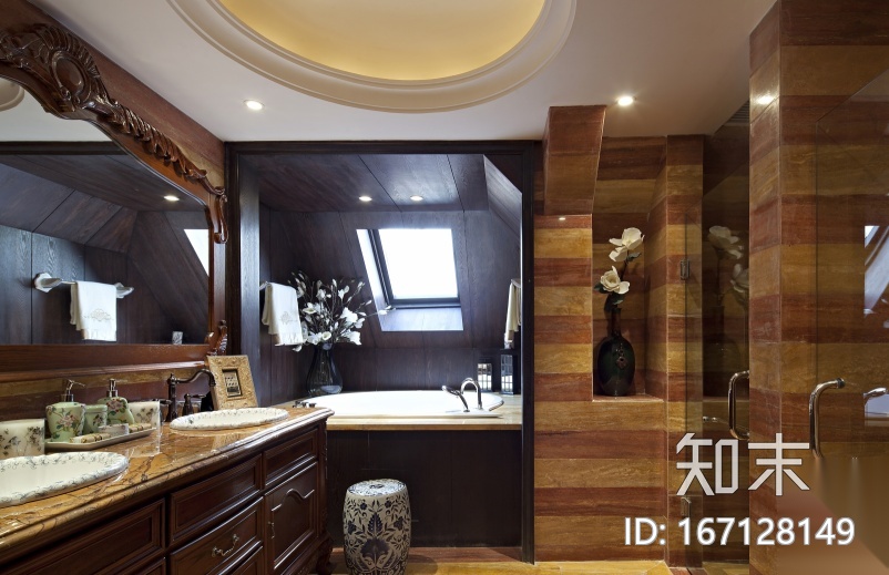 [安徽]美式风格户型样板房CAD施工图（含实景图）cad施工图下载【ID:167128149】