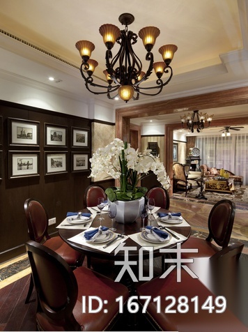 [安徽]美式风格户型样板房CAD施工图（含实景图）cad施工图下载【ID:167128149】