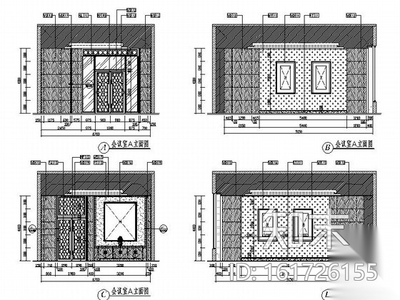 [四川]某现代风格会议中心室内装修施工图（含效果）cad施工图下载【ID:161726155】