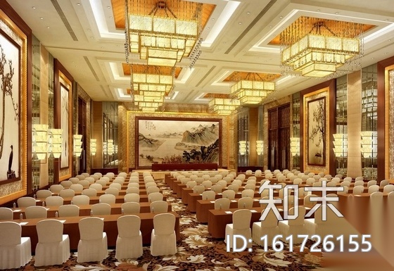 [四川]某现代风格会议中心室内装修施工图（含效果）cad施工图下载【ID:161726155】