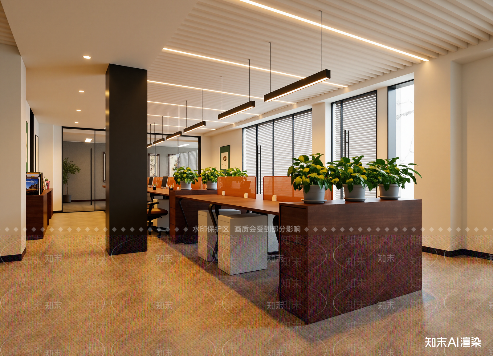 中式办公区3D模型下载【ID:1214587439】