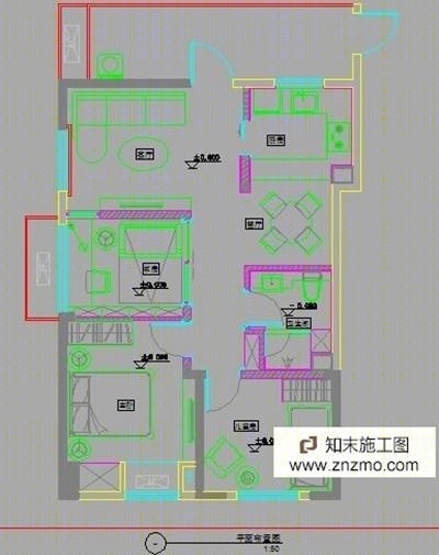 样板间3居室施工图cad施工图下载【ID:36938364】