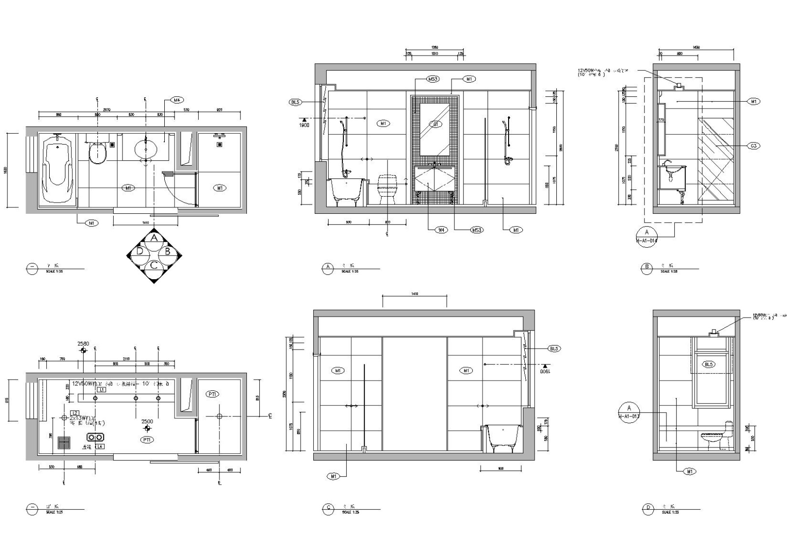 [上海]梁志天_东方曼克顿A1型样板房施工图施工图下载【ID:160475136】