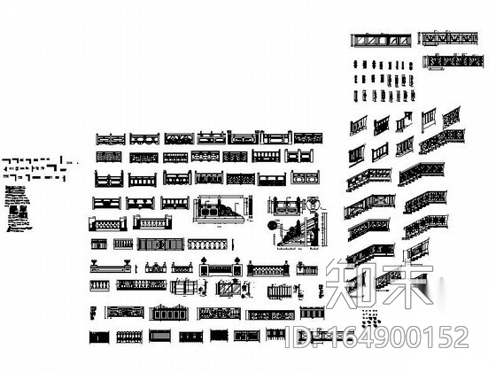 全套楼梯及栏杆CAD图块施工图下载【ID:164900152】