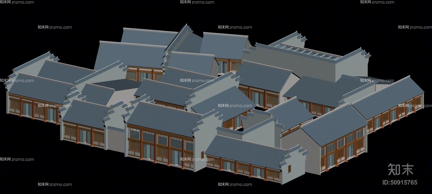 户外中式古建筑763D模型下载【ID:50915765】