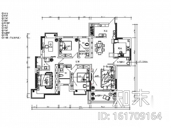 [佛山]精致简欧风格三居室样板间CAD施工图（含效果图）施工图下载【ID:161709164】