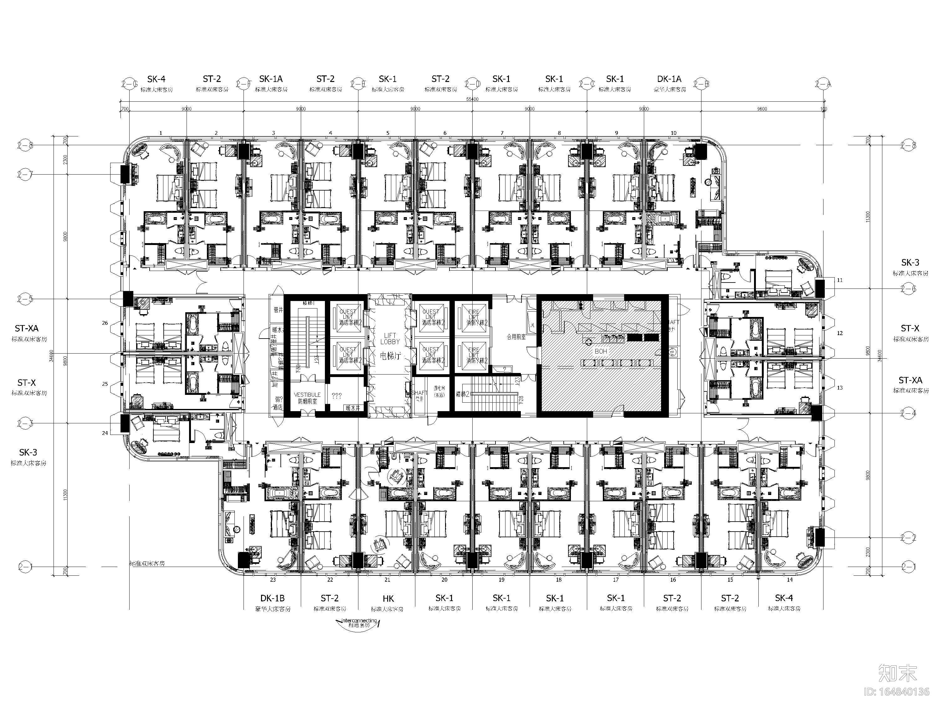 [山东]淄博喜来登酒店全部装修+建筑施工图cad施工图下载【ID:164840136】