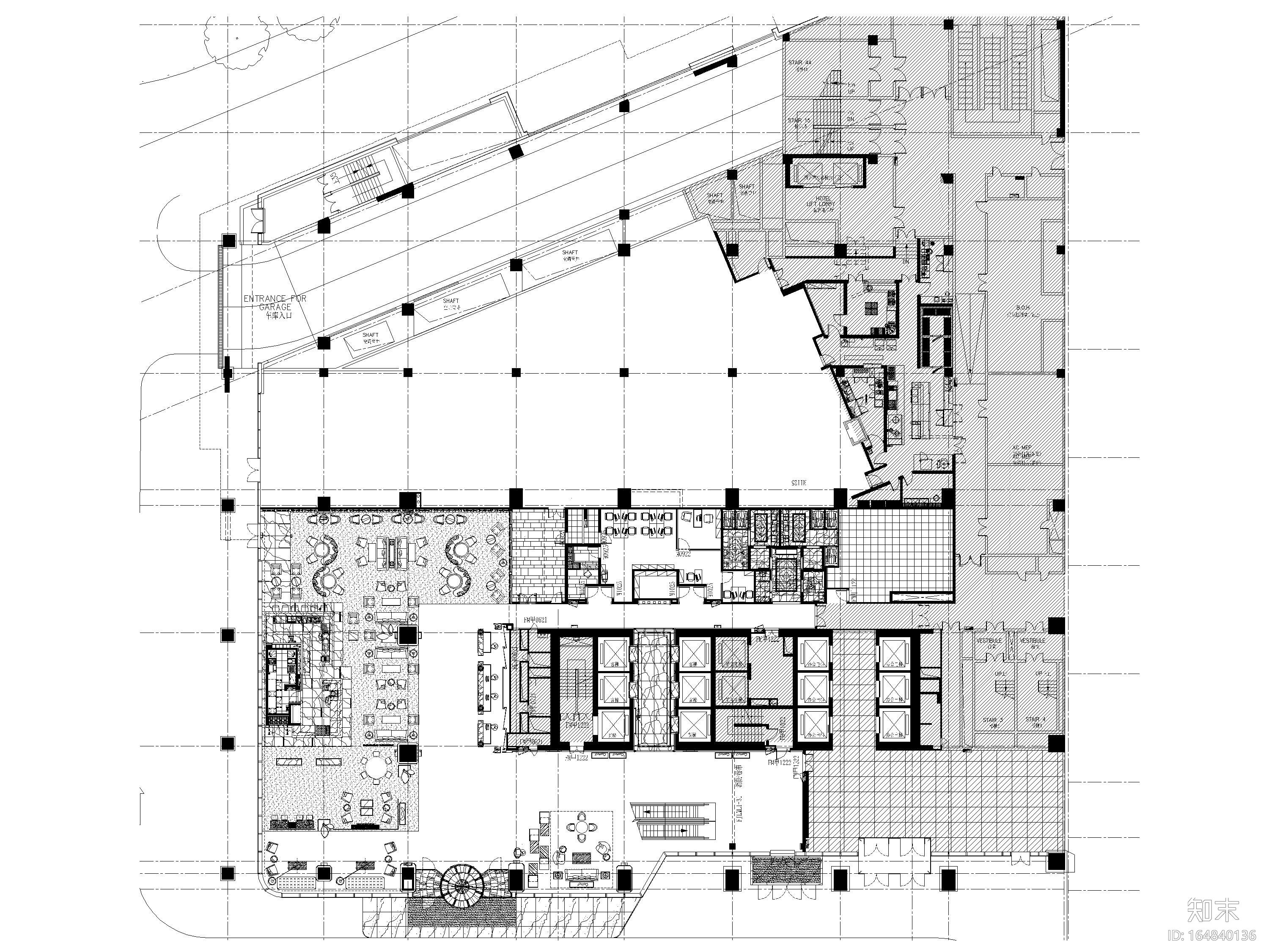 [山东]淄博喜来登酒店全部装修+建筑施工图cad施工图下载【ID:164840136】