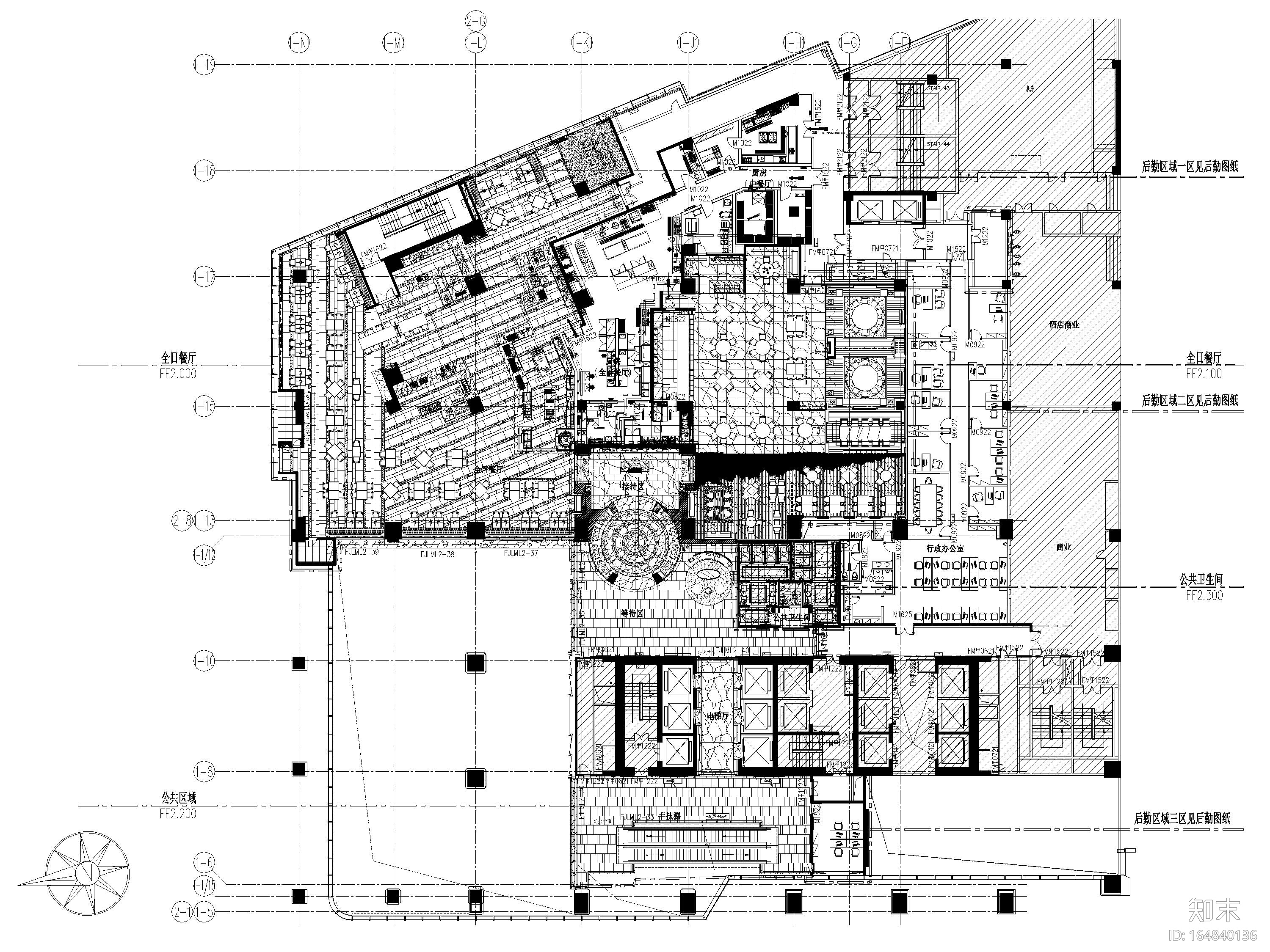 [山东]淄博喜来登酒店全部装修+建筑施工图cad施工图下载【ID:164840136】