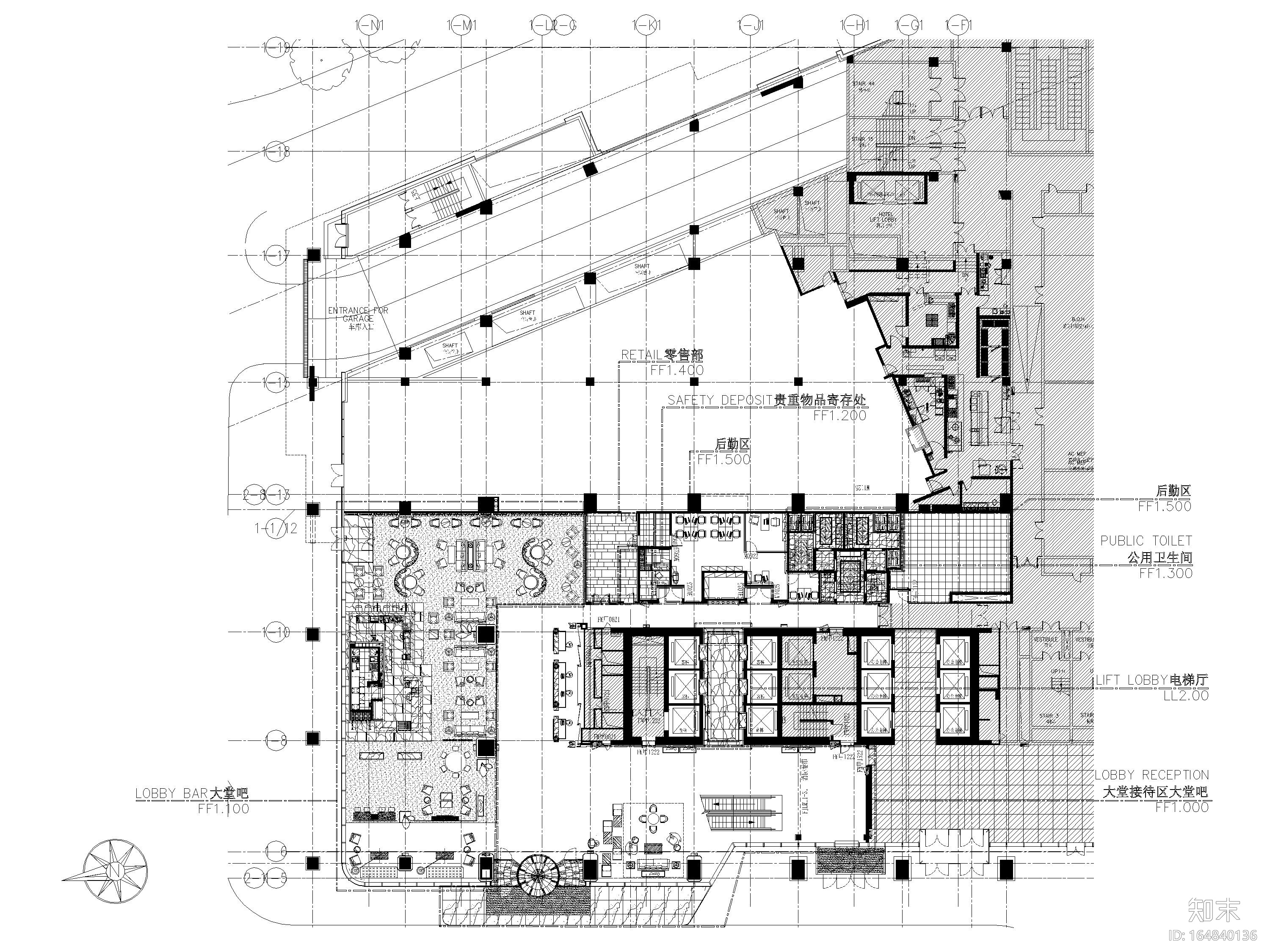 [山东]淄博喜来登酒店全部装修+建筑施工图cad施工图下载【ID:164840136】