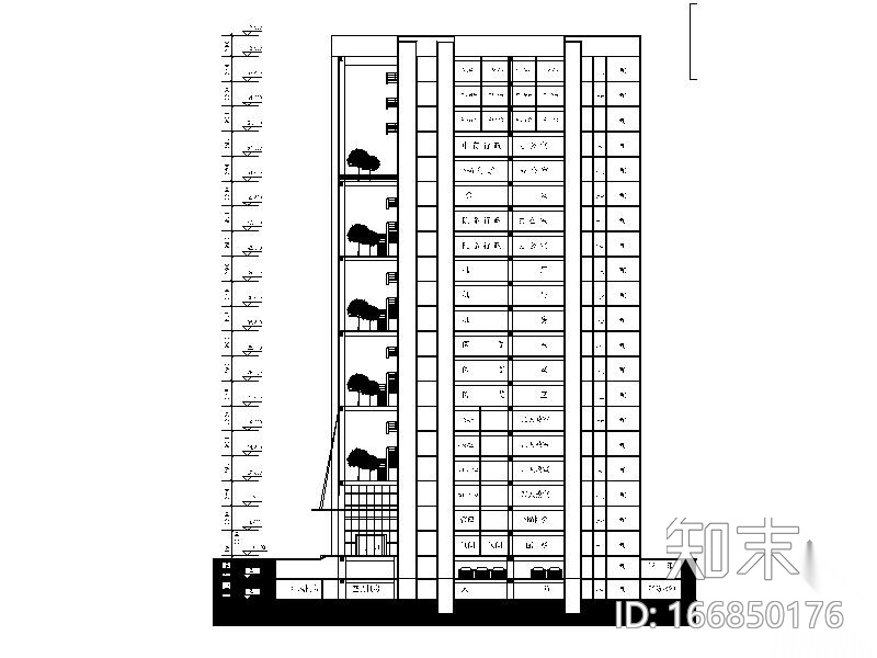 [课程设计]南京大学MBA某二十层综合楼建筑方案图、效果...cad施工图下载【ID:166850176】