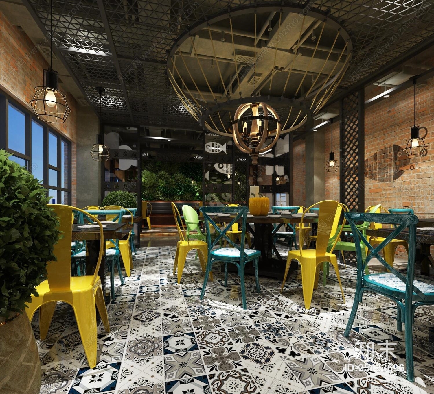 现代工业风餐厅3D模型下载【ID:25133696】
