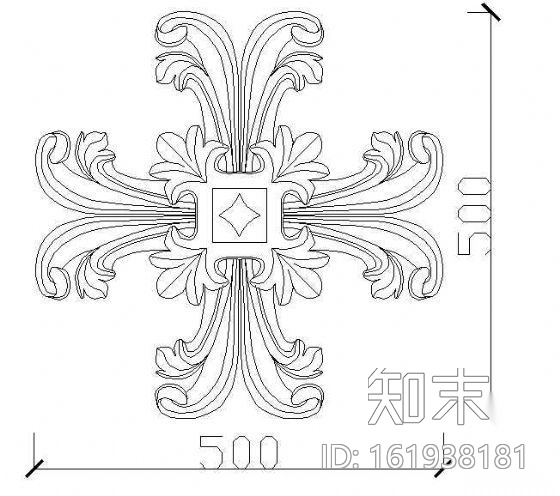 花饰浮雕cad施工图下载【ID:161938181】