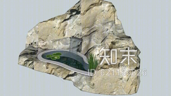 瀑布喷泉花园SU模型下载【ID:621166826】