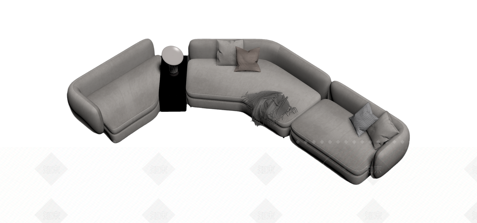 现代L型沙发组合3D模型下载【ID:1205544314】