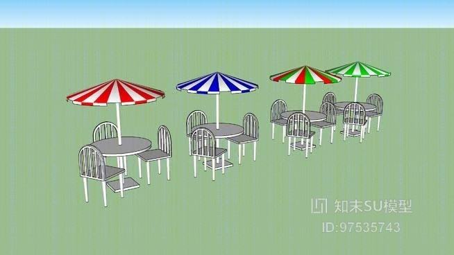 休闲桌椅组合SU模型下载【ID:719222964】
