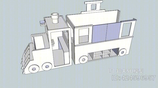 火车玩具箱和卧铺车SU模型下载【ID:424596957】