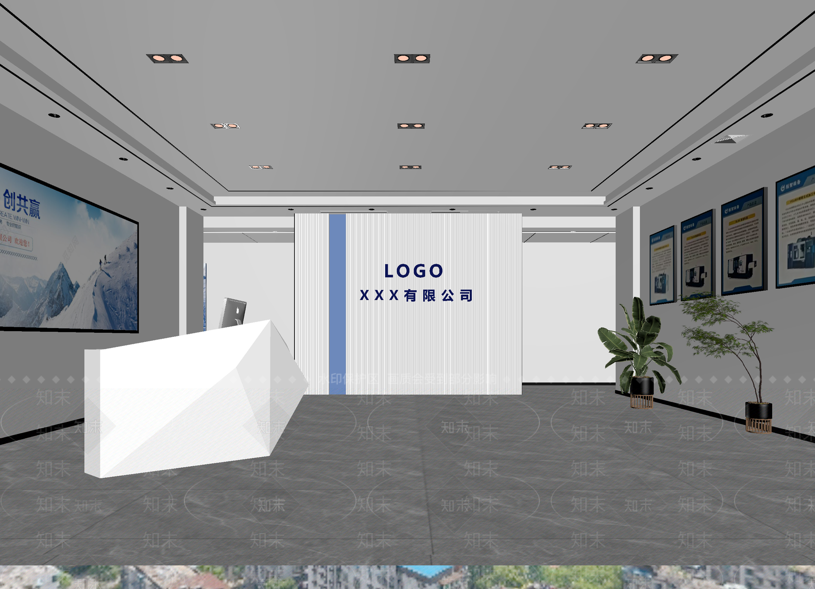 现代办公大厅3D模型下载【ID:1214293301】