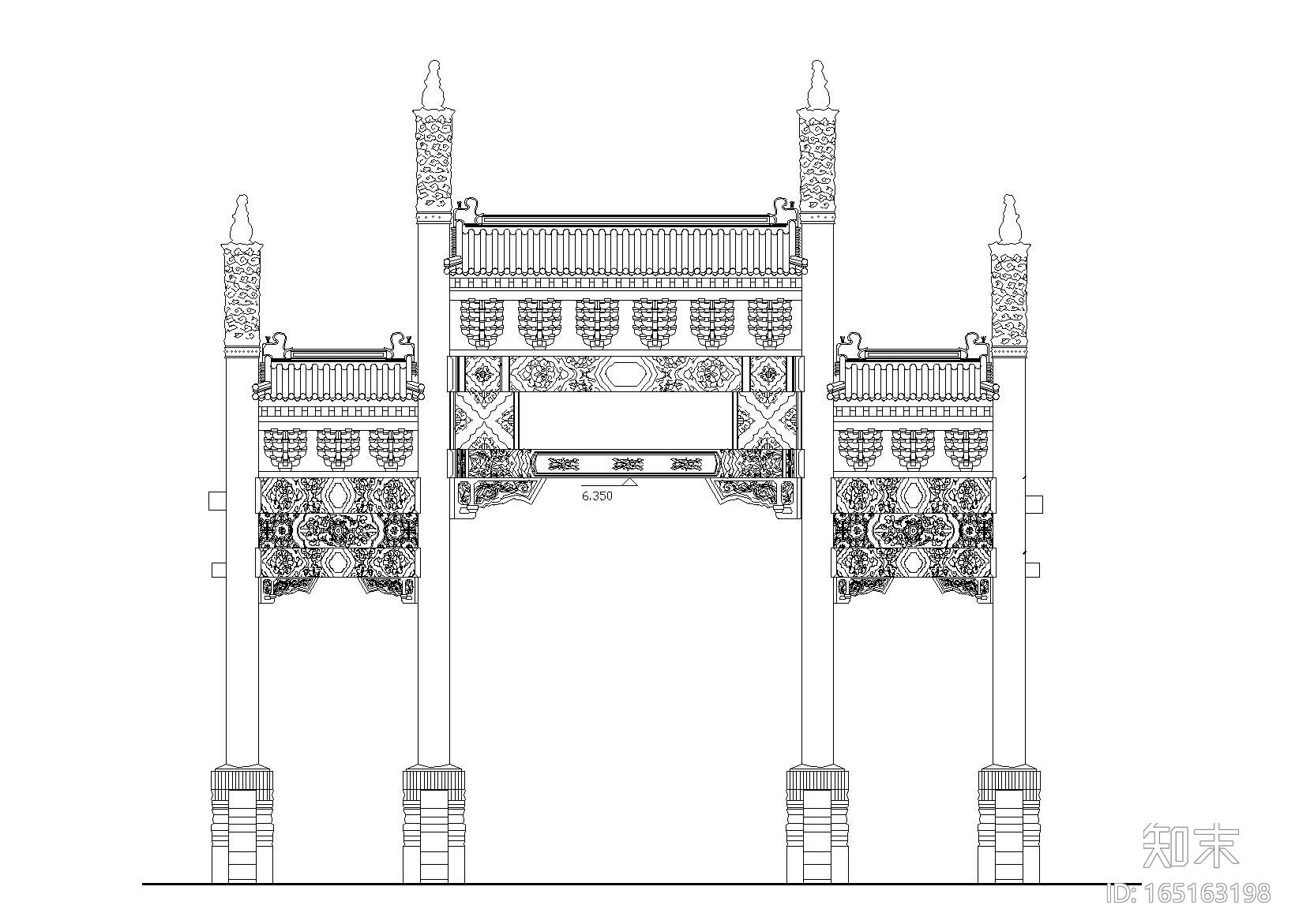 牌楼建筑设计方案图_CAD施工图下载【ID:165163198】