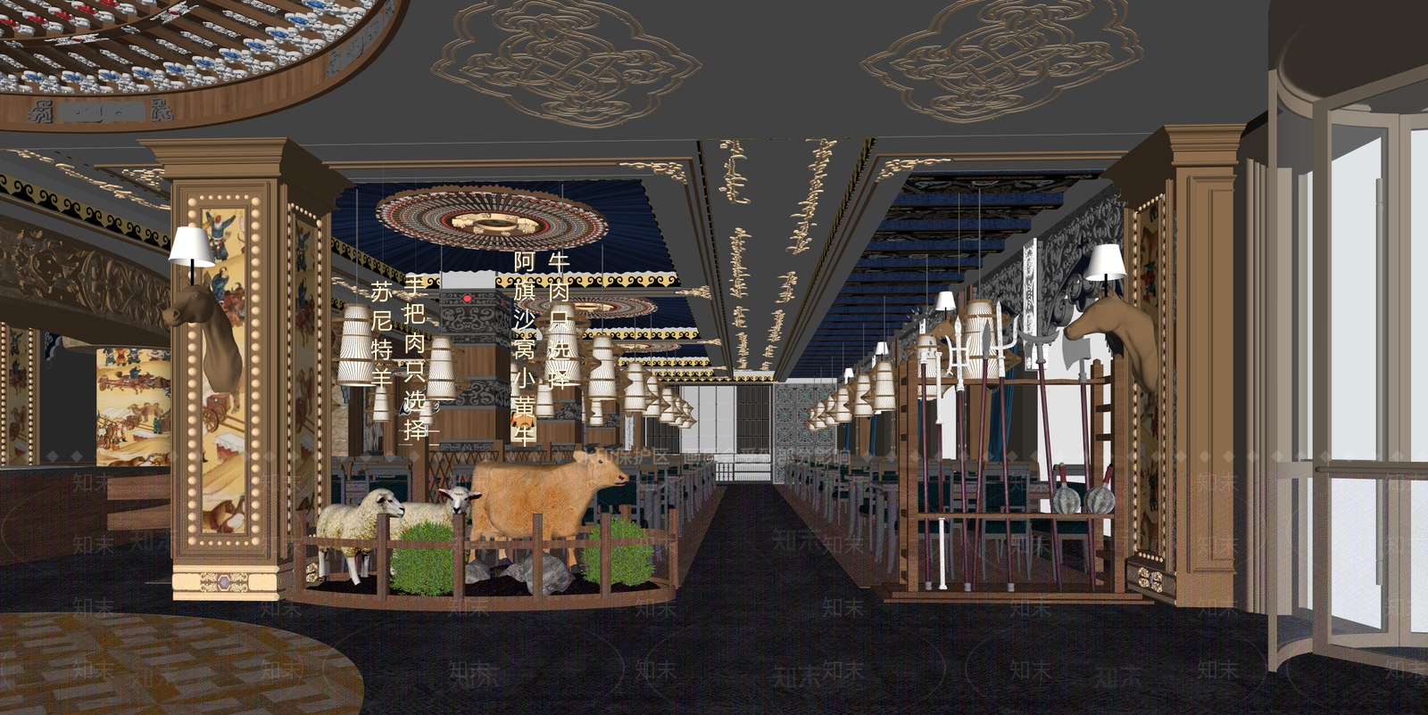 新中式中餐厅SU模型下载【ID:1215198195】