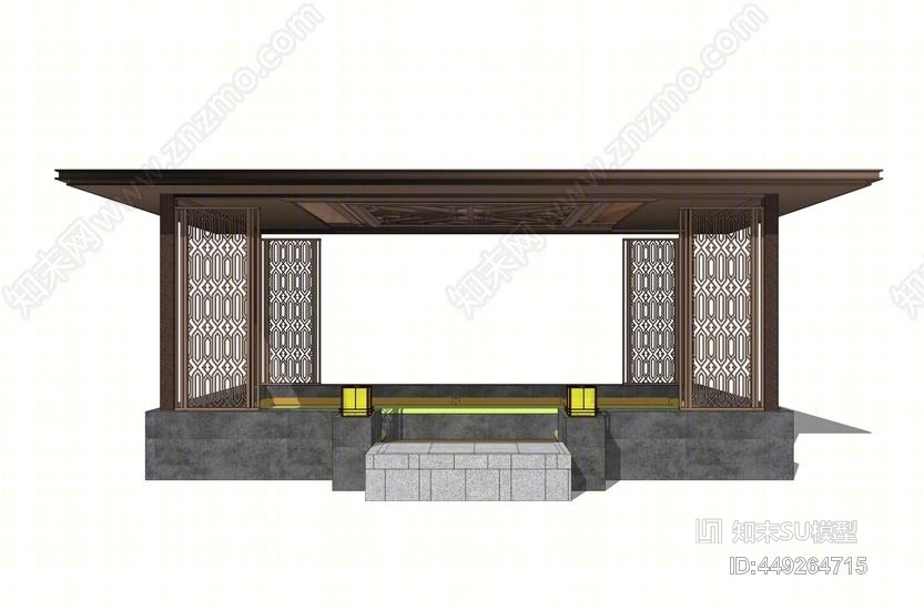 新中式廊架SU模型下载【ID:449264715】