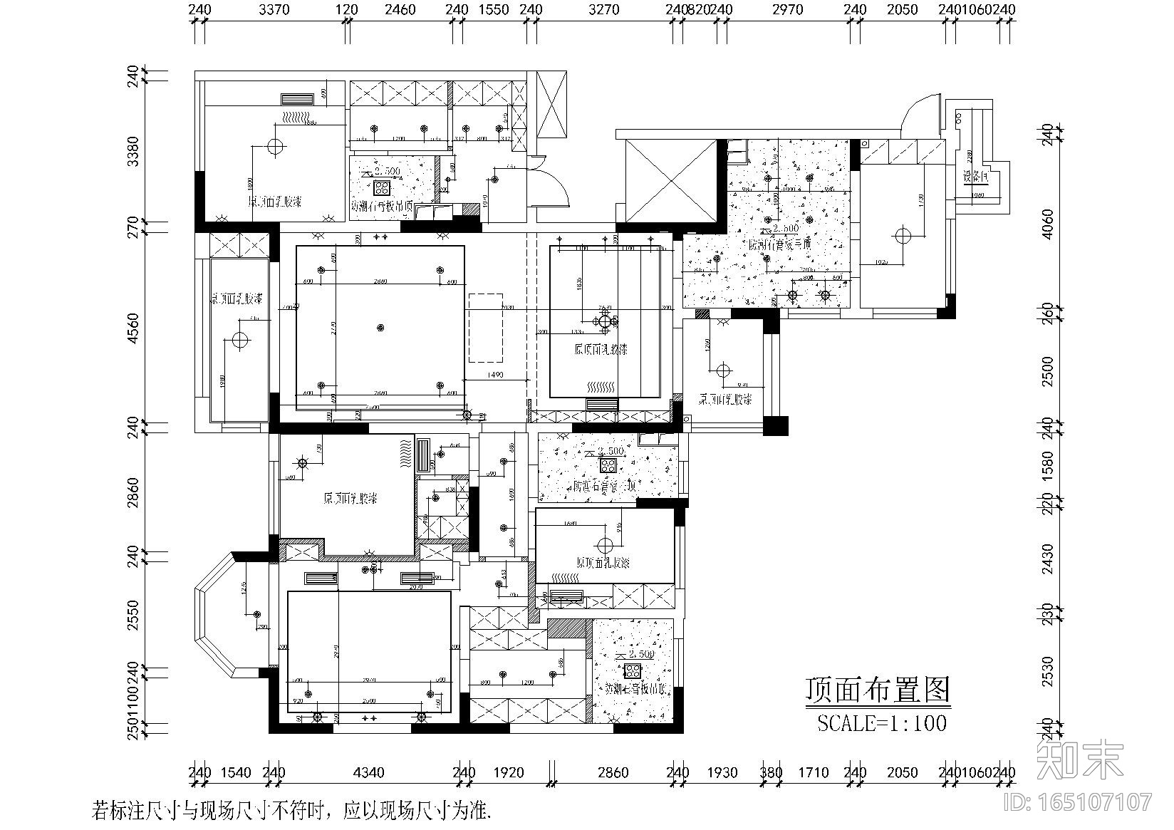 现代简约而阳光三居室住宅设计施工图+实景cad施工图下载【ID:165107107】