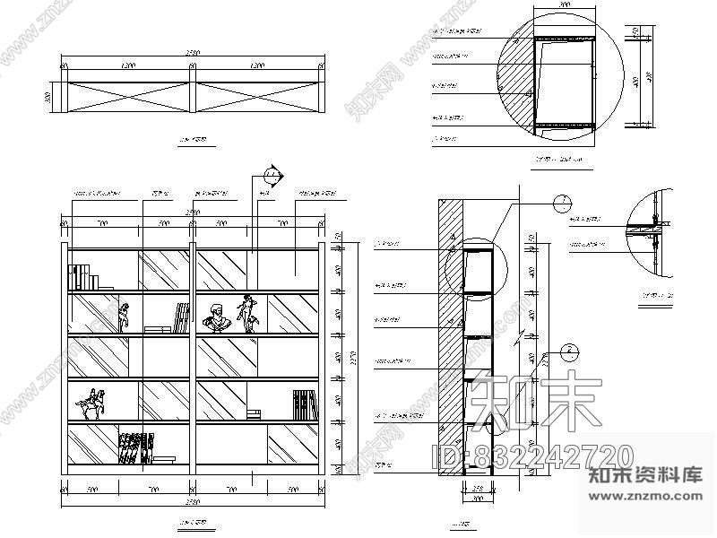 图块/节点书柜详图1施工图下载【ID:832242720】