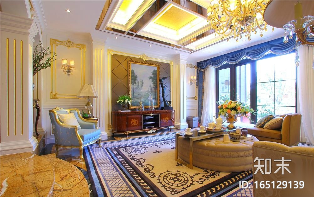 288张欧式客厅装修设计效果图施工图下载【ID:165129139】
