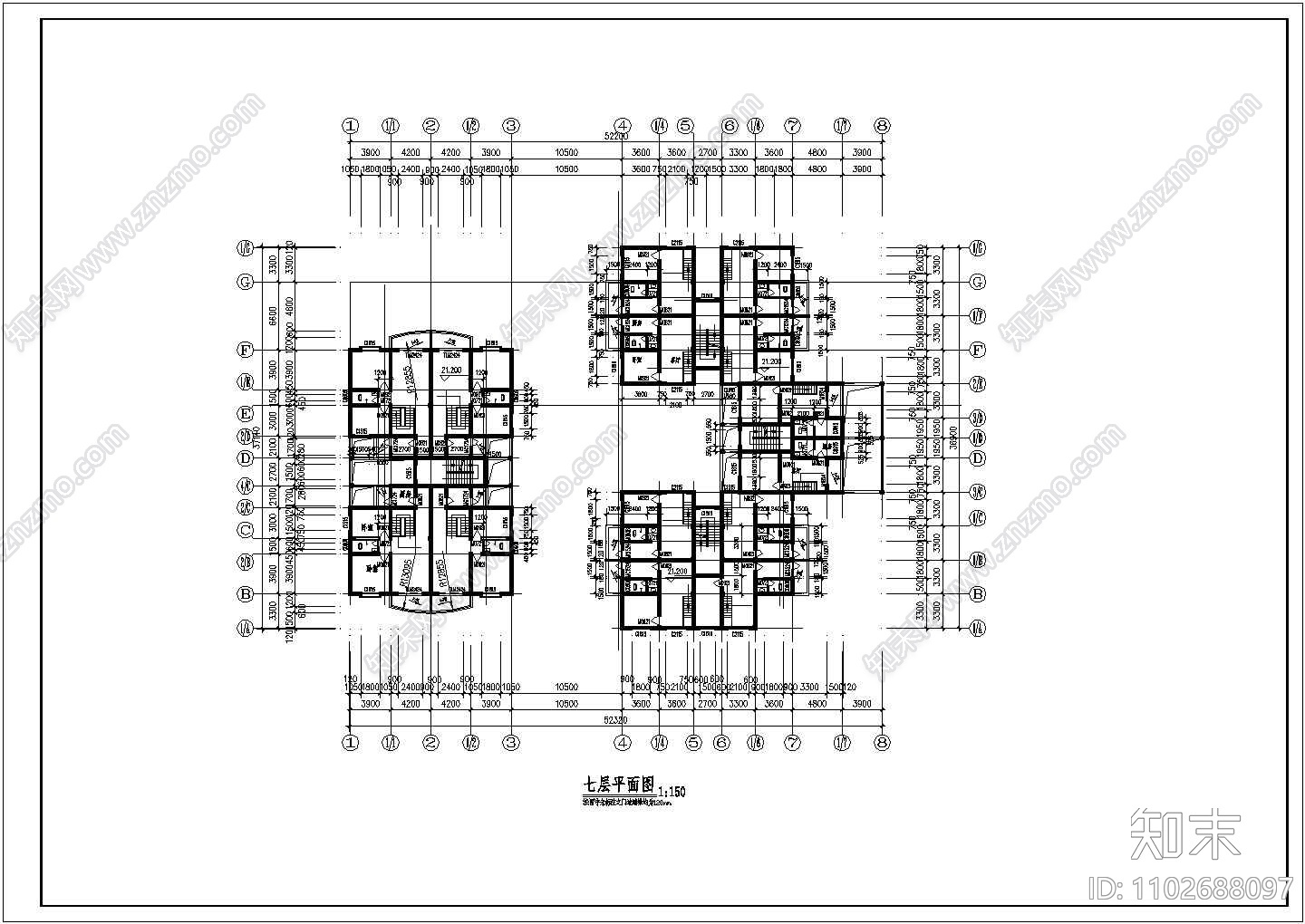 某社区1.8万平米7层框架农贸市场全套建筑设计CAD图纸施工图下载【ID:1102688097】