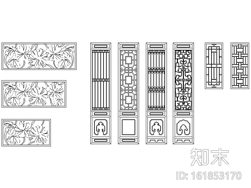 cad古建筑门窗及围墙图库施工图下载【ID:161853170】