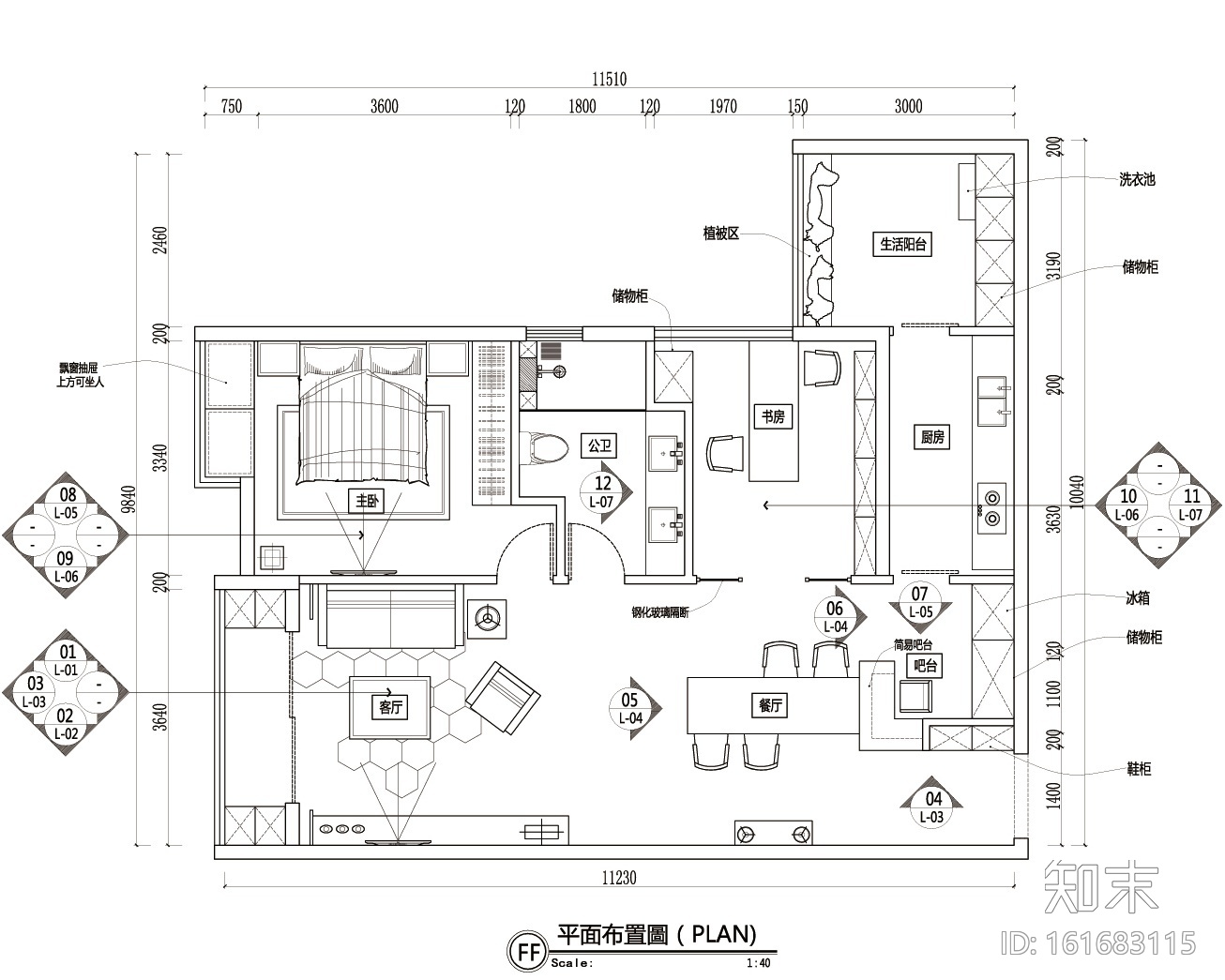现代奢华风格一居室私人住宅装修施工图施工图下载【ID:161683115】