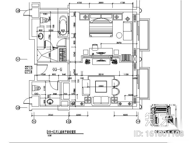 某国际度假酒店双人套间竣工图施工图下载【ID:161801108】