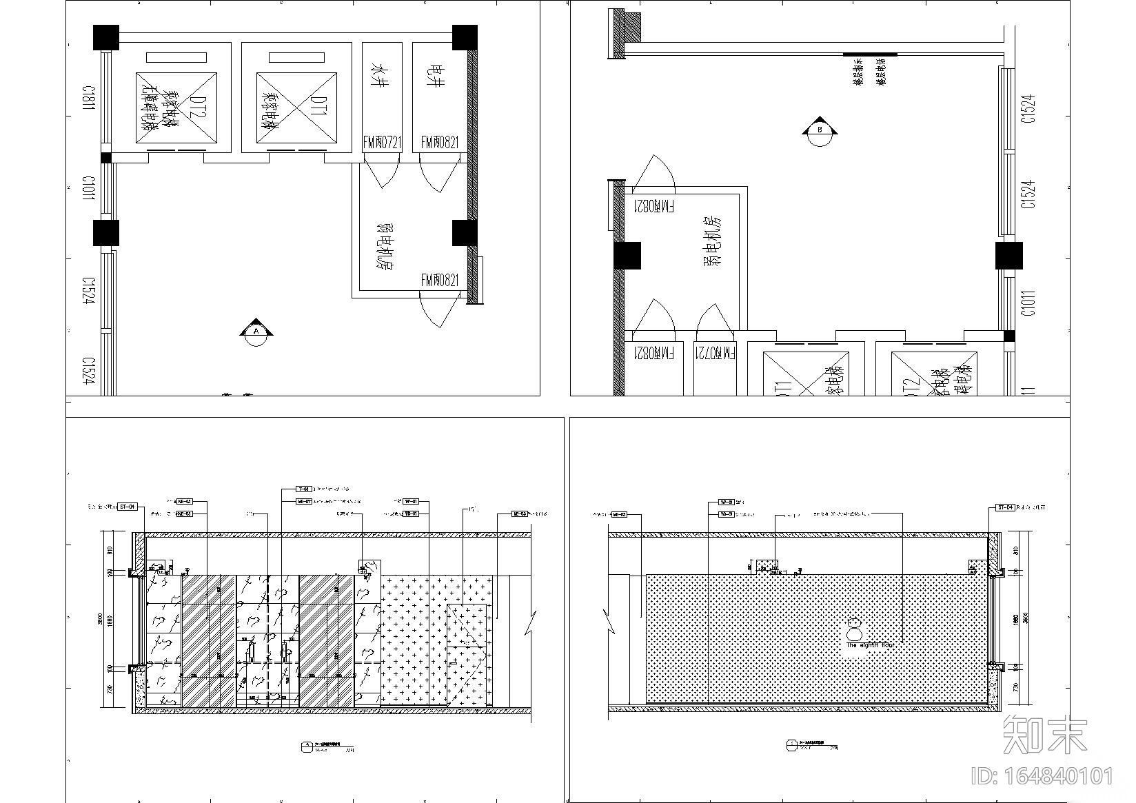 [河南]汝州商务酒店CAD施工图_附效果图cad施工图下载【ID:164840101】