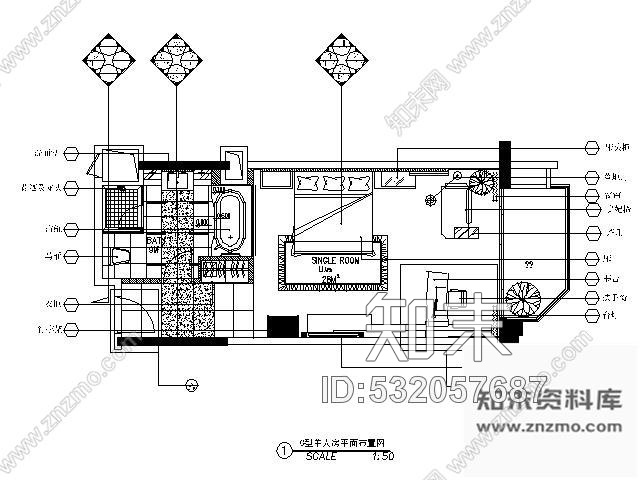 施工图广东五星级酒店单人房施工图cad施工图下载【ID:532057687】