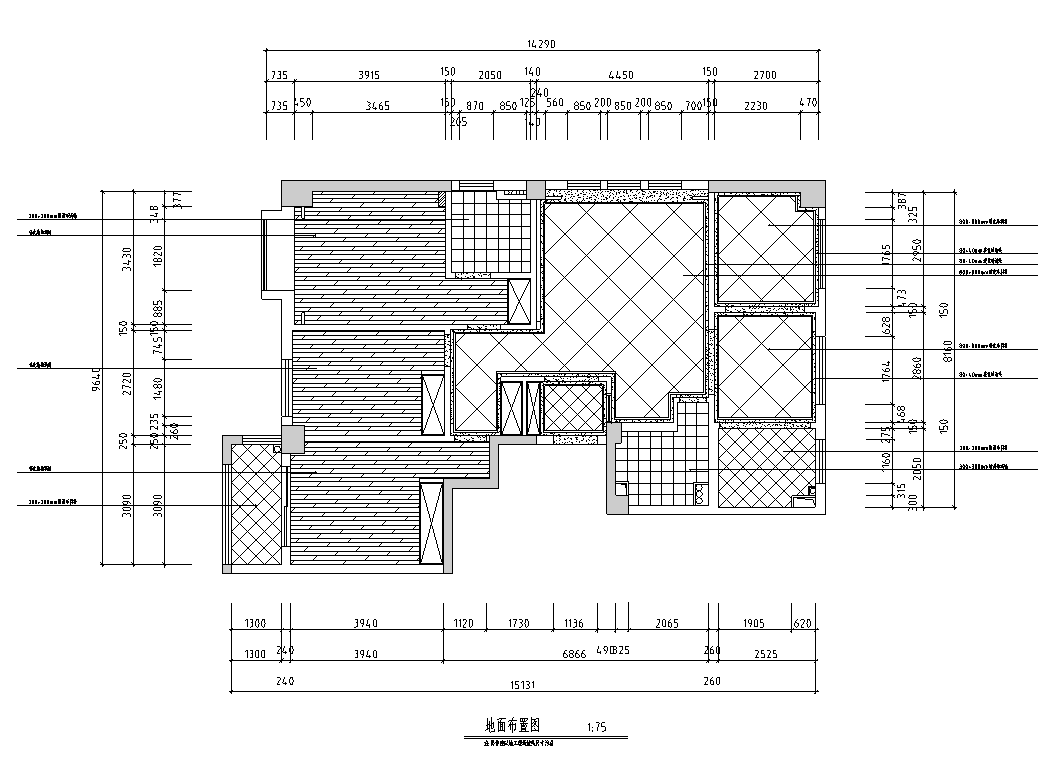 [福建]欧式风格陈先生住宅室内装修施工图（含效果图）cad施工图下载【ID:160500145】