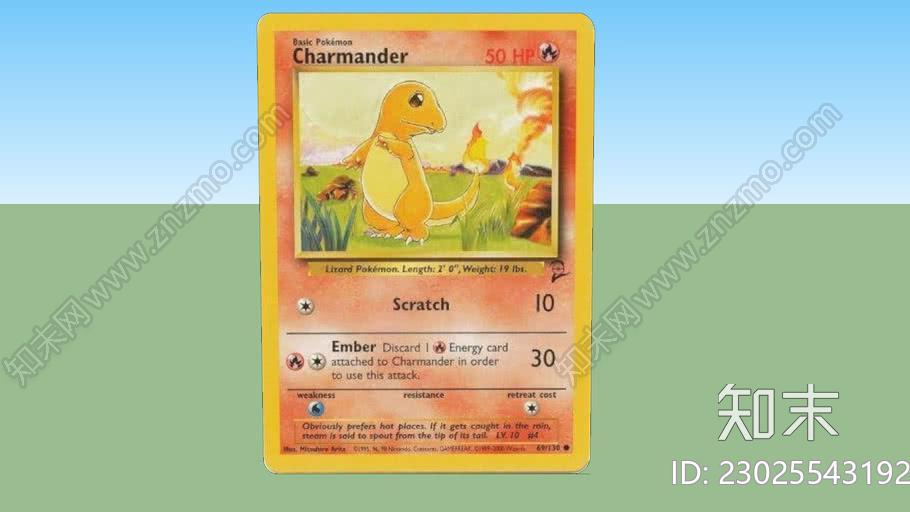 精灵宝可梦卡基本Charmander生命值50SU模型下载【ID:1161796189】
