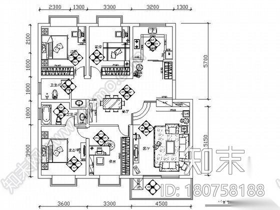 [南宁]中式四居室样板房全套装修图（含效果）cad施工图下载【ID:180758188】