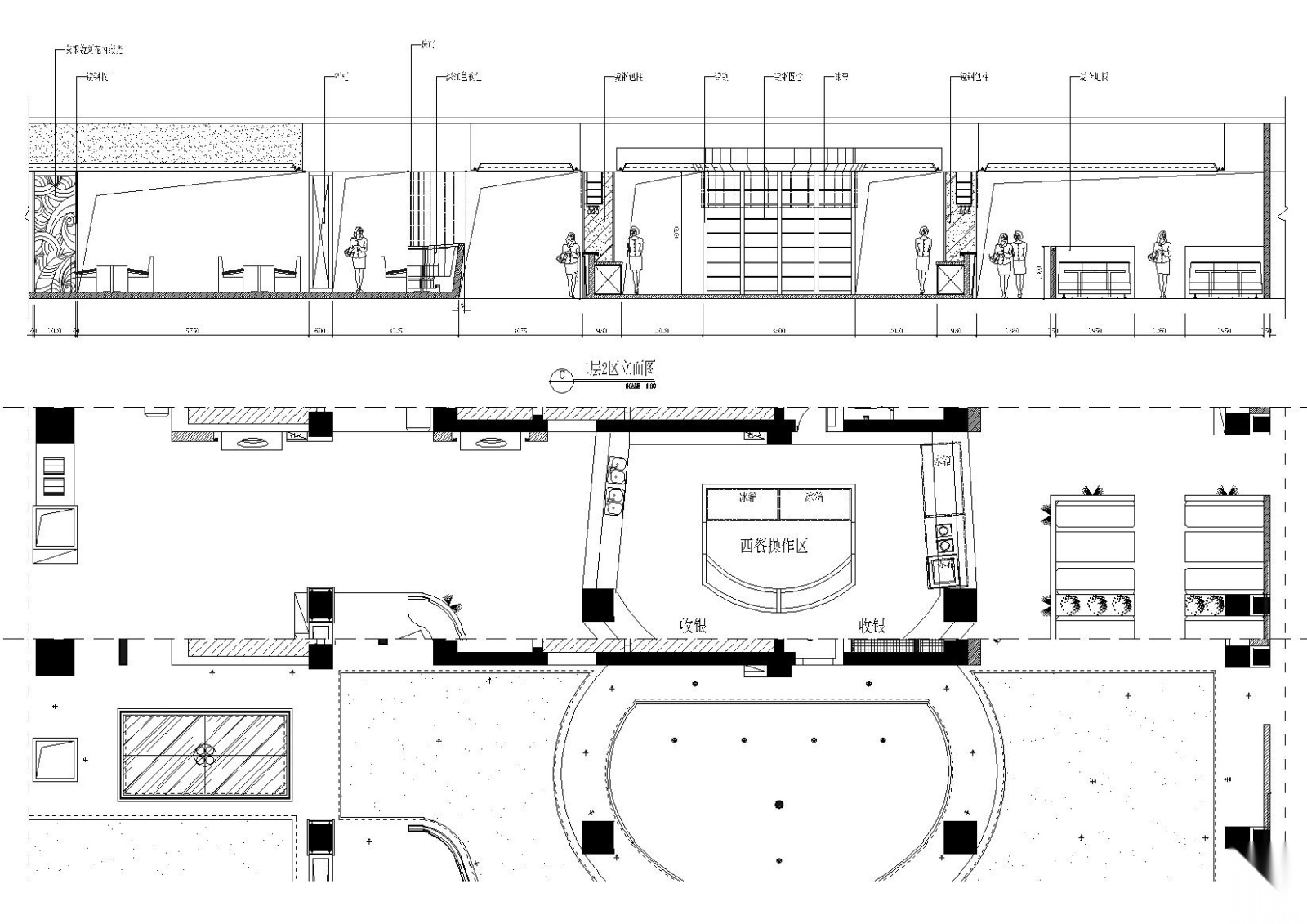 [武汉]邦可西餐厅咖啡厅室内装饰设计施工图cad施工图下载【ID:160422162】