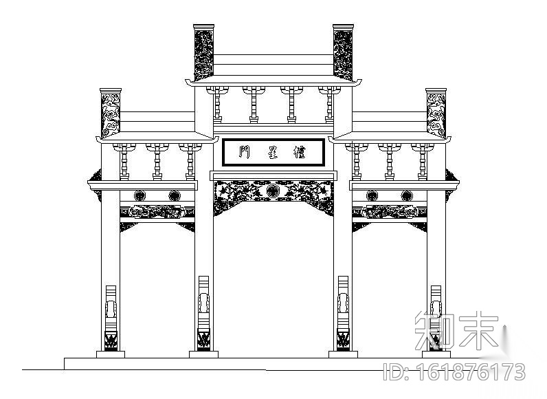 石质牌坊图块cad施工图下载【ID:161876173】