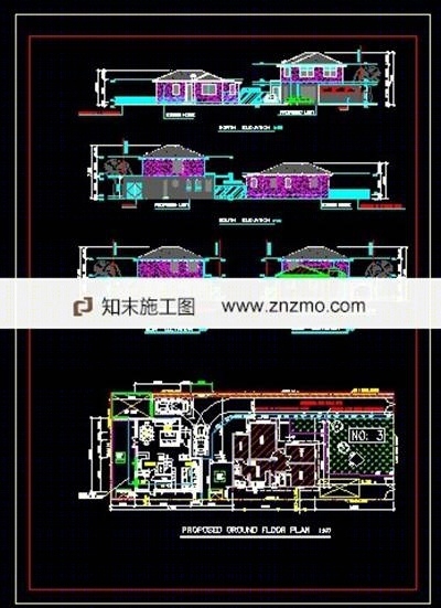 某欧式别墅建筑规划设计图cad施工图下载【ID:36950761】