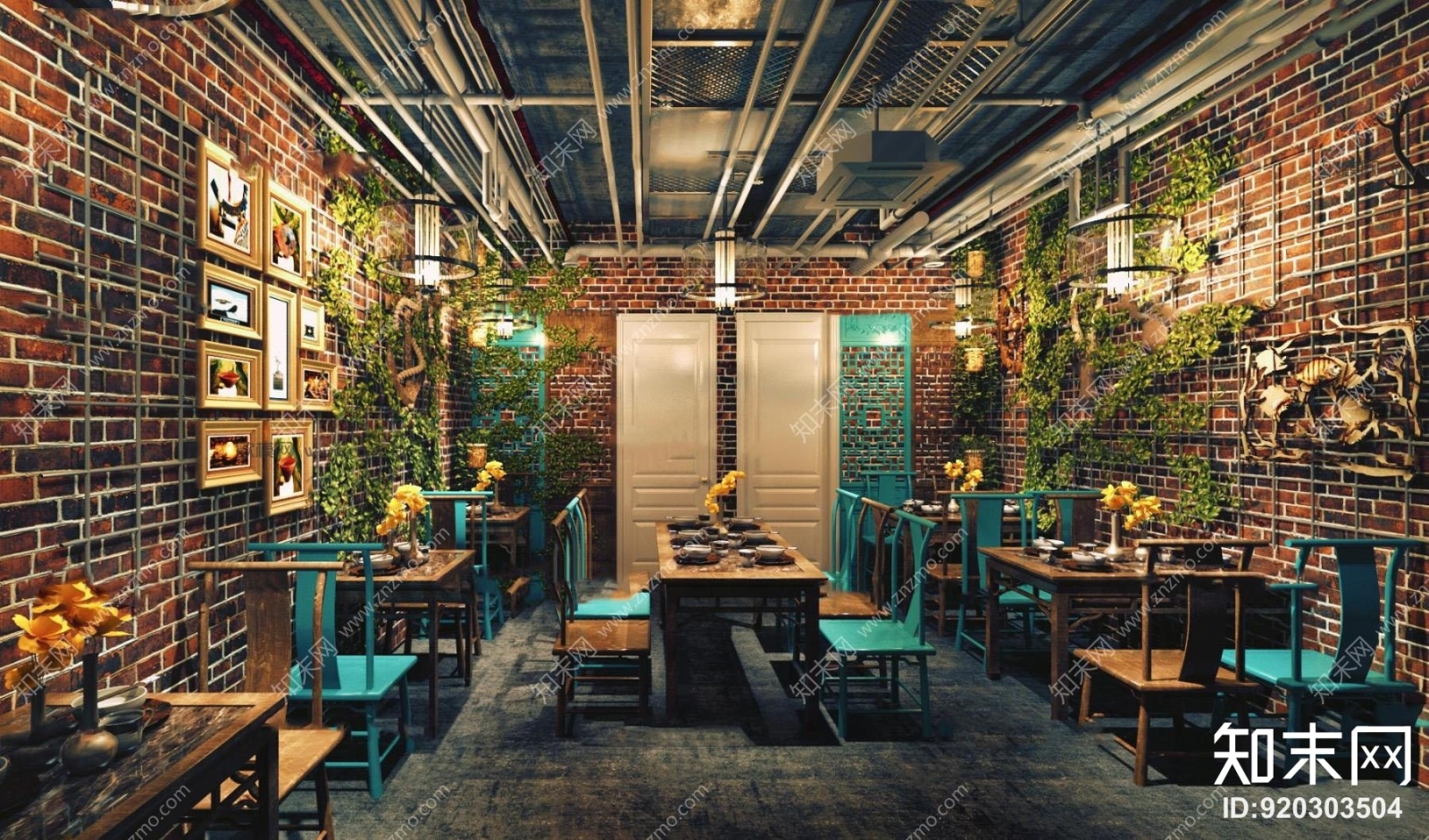 中式主题餐厅3D模型下载【ID:920303504】