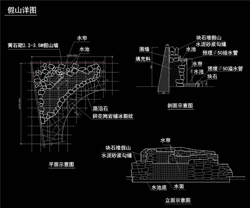 假山CAD景观图纸cad施工图下载【ID:149763131】