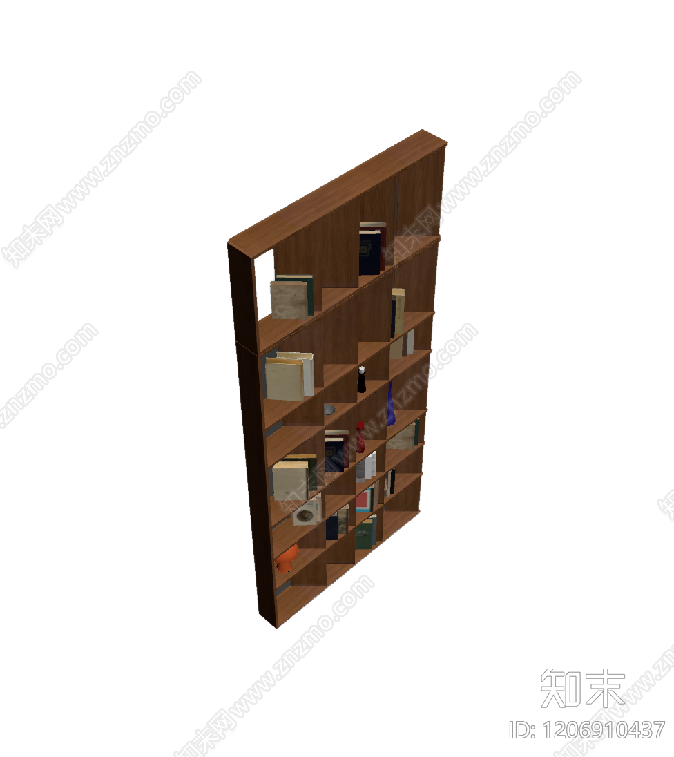 木质格子书架组合3D模型下载【ID:1206910437】